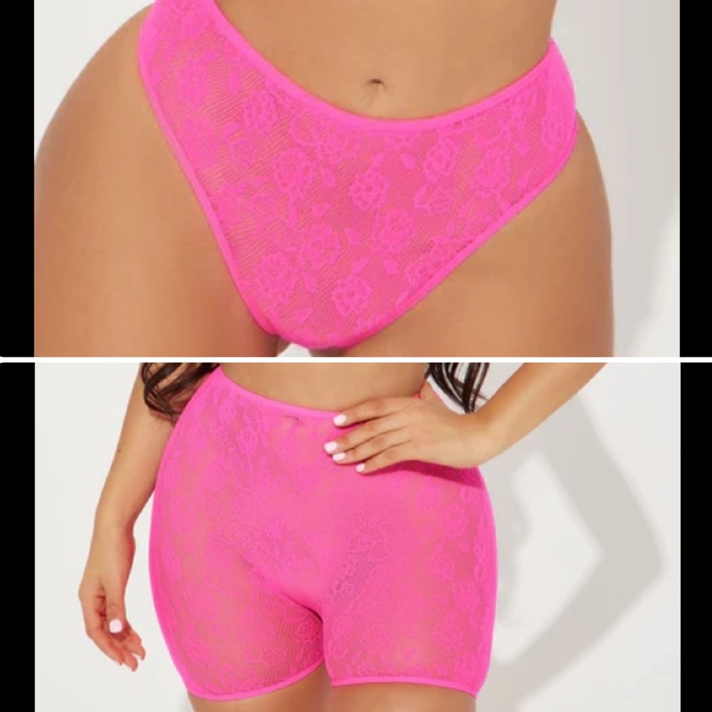 5/$15 Bella Seamless Stretch Lace Cheeky Panty & Boyshort - Pink